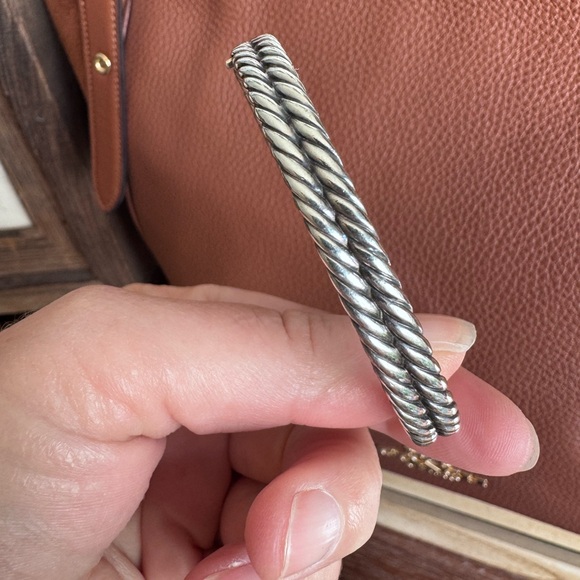 David Yurman Twist Cable bracelet bangle hinged authentic sterling silver - Picture 7 of 11